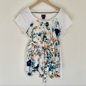 Oh Baby by Motherhood Maternity Floral Mixed Media Top, M